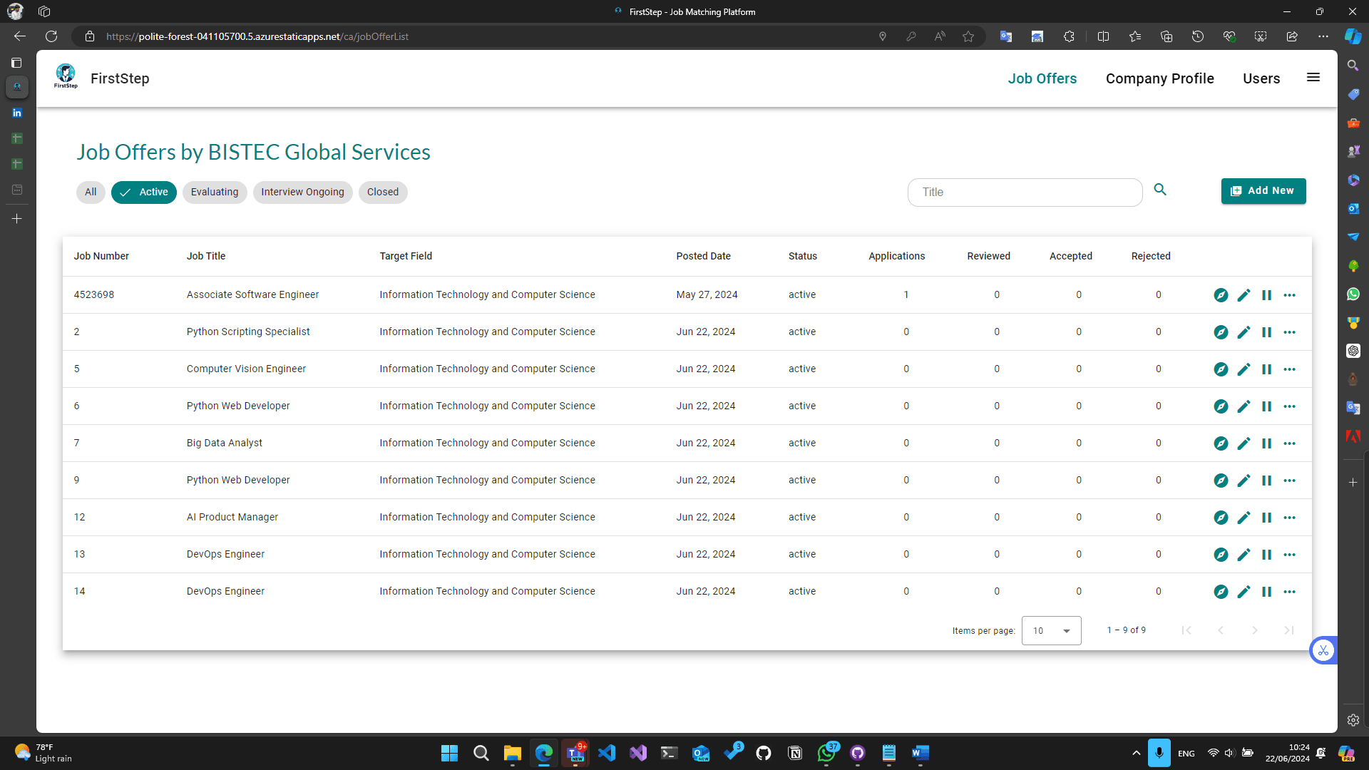Company Portal - Job Listings