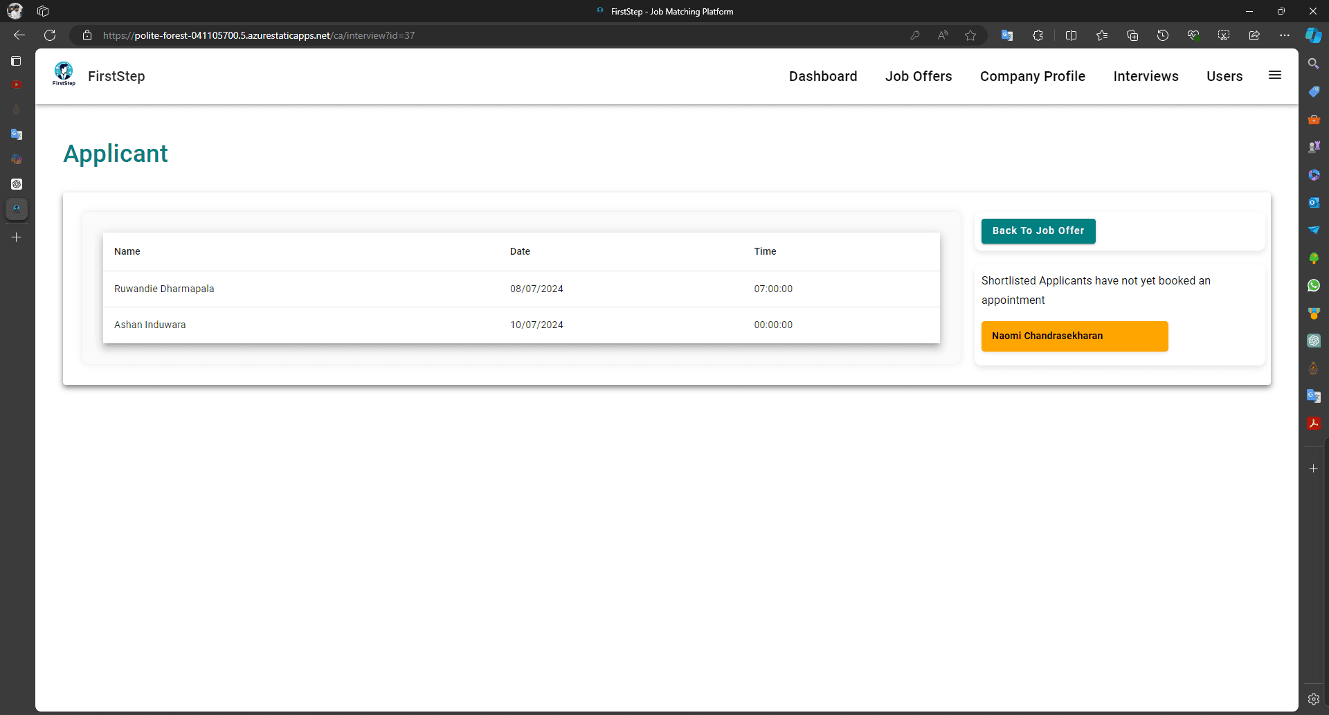 Company Portal - Candidates